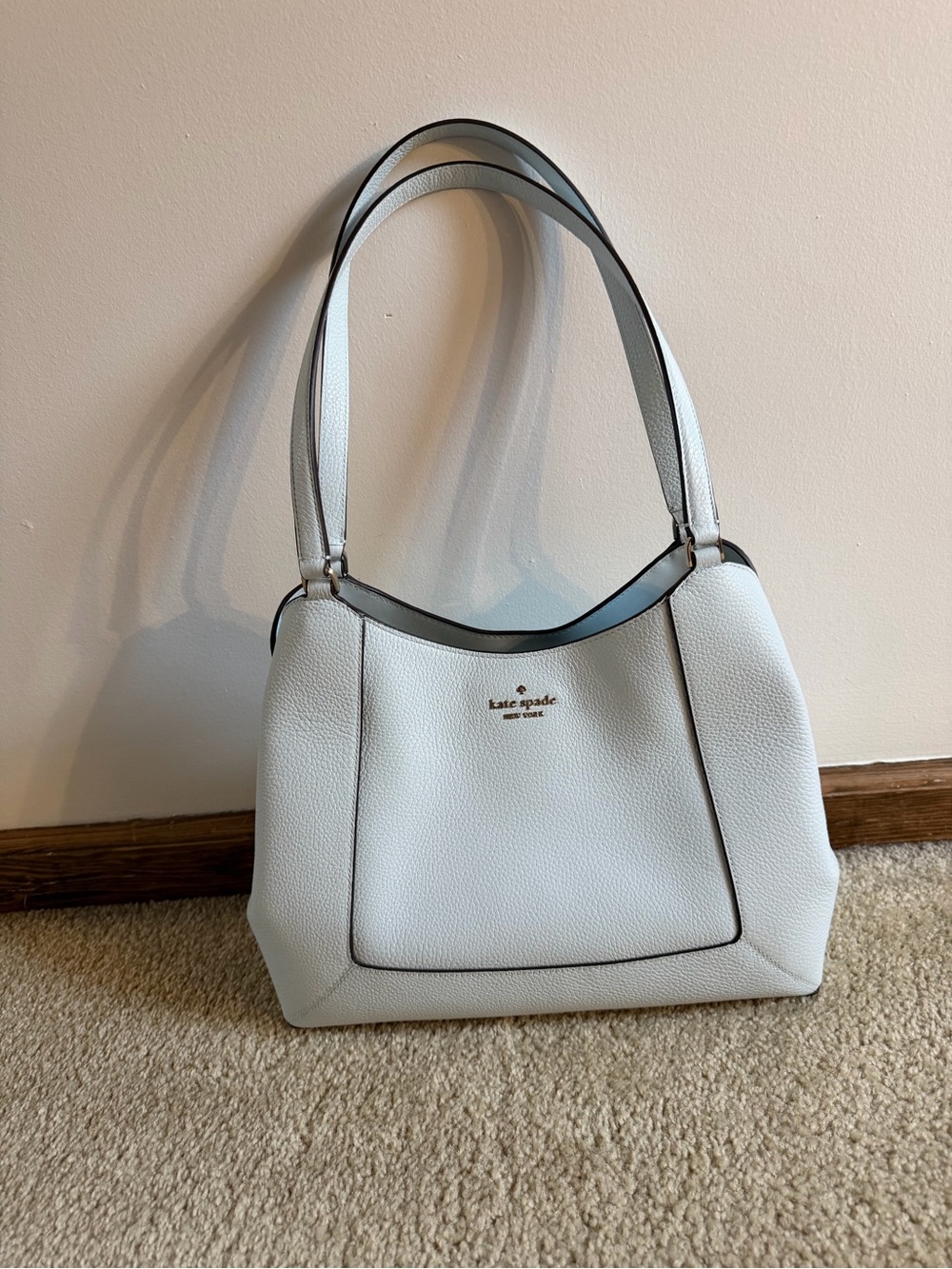 Kate Spade Pebbled Leather Shoulder Tote with Gold Logo
